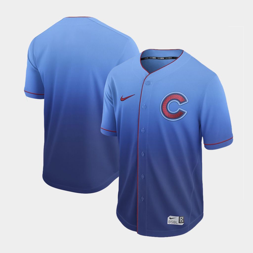 Men Chicago Cubs Blank Blue Nike Fade MLB Jersey